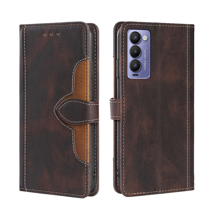 For Tecno Camon 18 / 18P Skin Feel Magnetic Buckle Leather Phone Case(Brown)