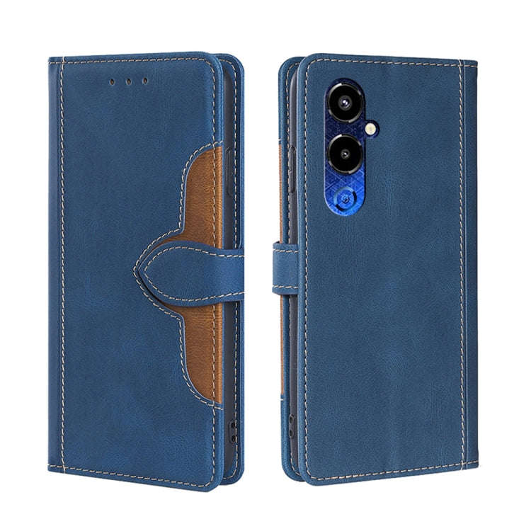 For Tecno Pova 4 Pro Skin Feel Magnetic Buckle Leather Phone Case(Blue)