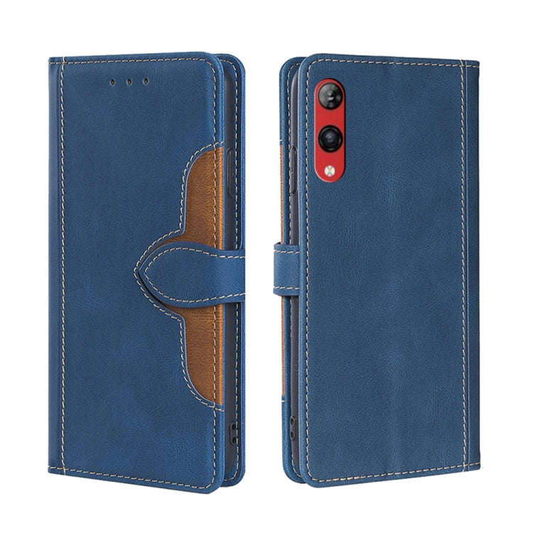 For Rakuten Hand 4G Skin Feel Magnetic Buckle Leather Phone Case(Blue)