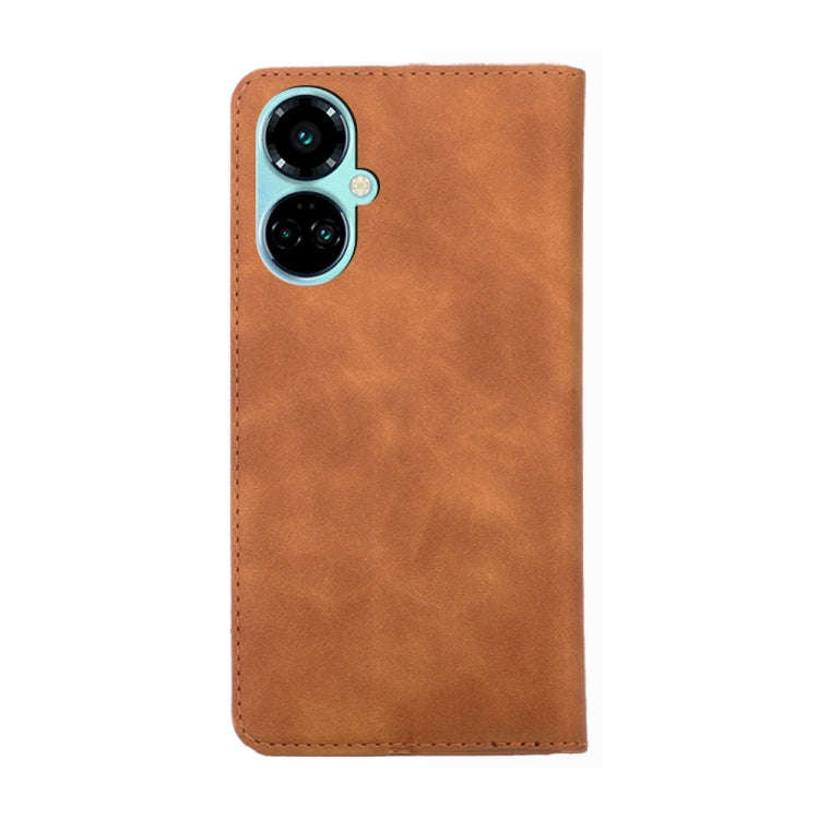 For Tecno Camon 19 / Camon 19 Pro Skin Feel Magnetic Horizontal Flip Leather Phone Case(Light Brown)