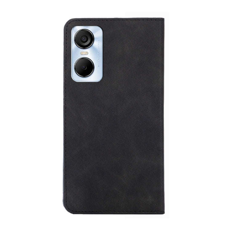 For Tecno Pop 6 Pro Skin Feel Magnetic Horizontal Flip Leather Phone Case(Black)