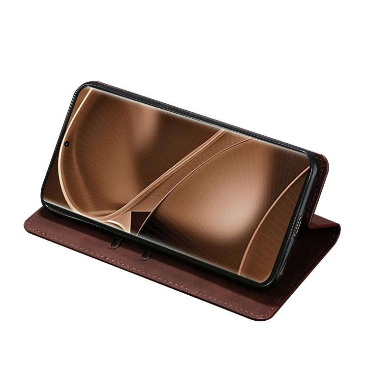 For Tecno Pop 6 Pro Skin Feel Magnetic Horizontal Flip Leather Phone Case(Dark Brown)