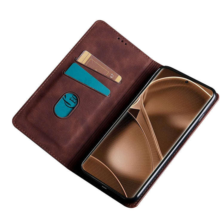 For Tecno Pop 6 Pro Skin Feel Magnetic Horizontal Flip Leather Phone Case(Dark Brown)