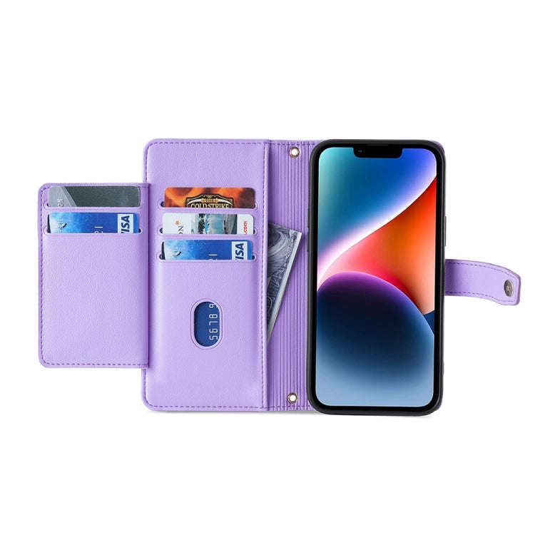 For Tecno Camon 19 / 19 Pro Sheep Texture Cross-body Zipper Wallet Leather Phone Case(Purple)