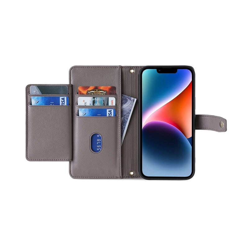 For Tecno Pova 4 Pro Sheep Texture Cross-body Zipper Wallet Leather Phone Case(Grey)