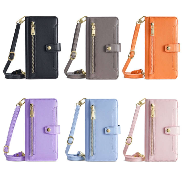 For Tecno Pova 4 Pro Sheep Texture Cross-body Zipper Wallet Leather Phone Case(Grey)
