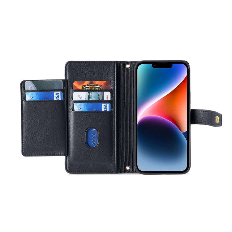 For TCL 403 Sheep Texture Cross-body Zipper Wallet Leather Phone Case(Black)