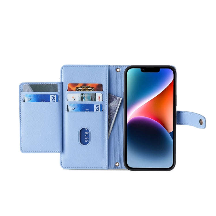 For Honor Magic5 Pro Sheep Texture Cross-body Zipper Wallet Leather Phone Case(Blue)