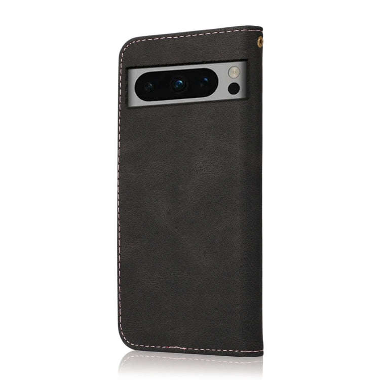 For Google Pixel 8 Pro Dual-color Stitching Leather Phone Case(Black Rose Gold)