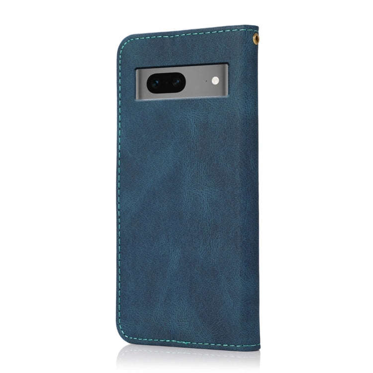 For Google Pixel 7 5G Dual-color Stitching Leather Phone Case(Blue Green)