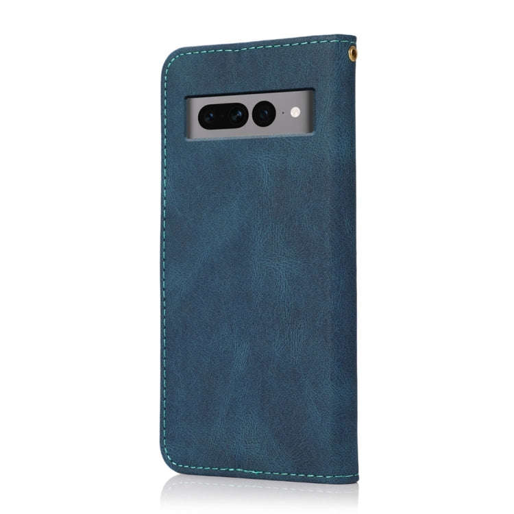 For Google Pixel 7 Pro 5G Dual-color Stitching Leather Phone Case(Blue Green)