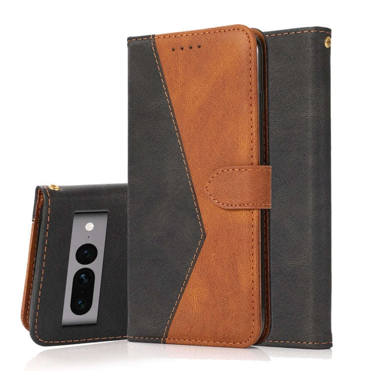 For Google Pixel 7 Pro 5G Dual-color Stitching Leather Phone Case(Black Brown)