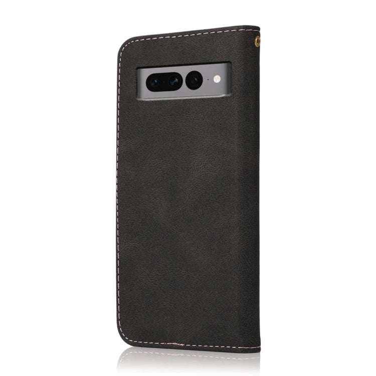 For Google Pixel 7 Pro 5G Dual-color Stitching Leather Phone Case(Black Rose Gold)