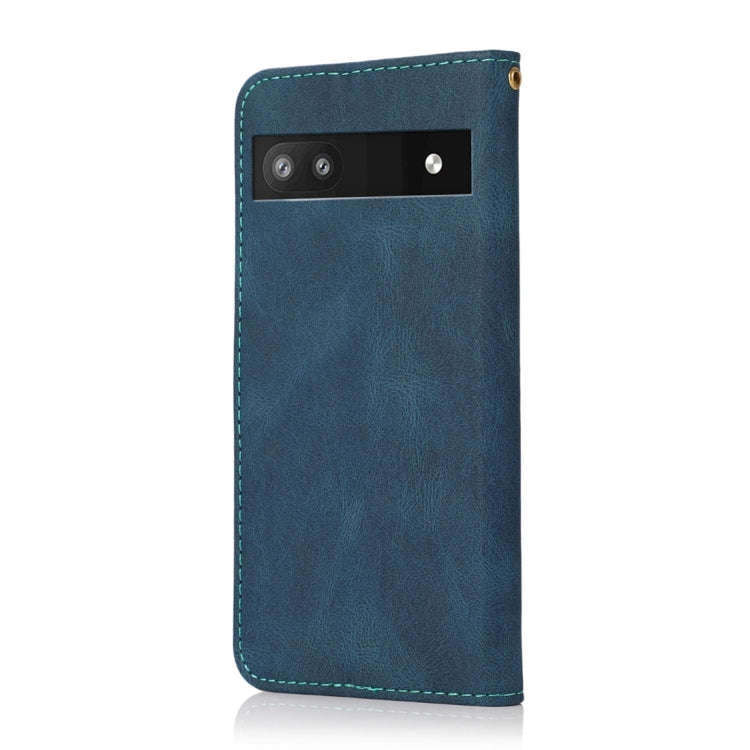 For Google Pixel 7a Dual-color Stitching Leather Phone Case(Blue Green)