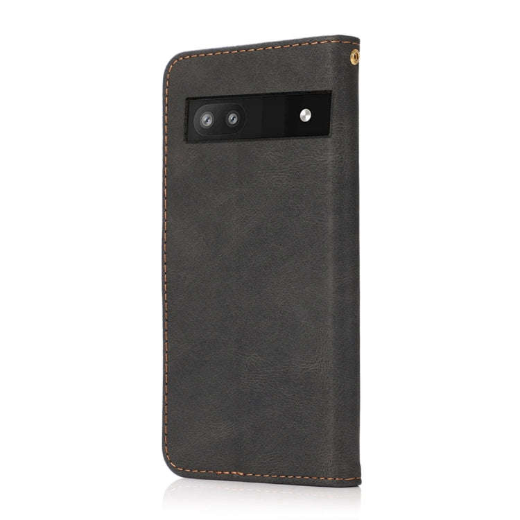 For Google Pixel 6a Dual-color Stitching Leather Phone Case(Black Brown)