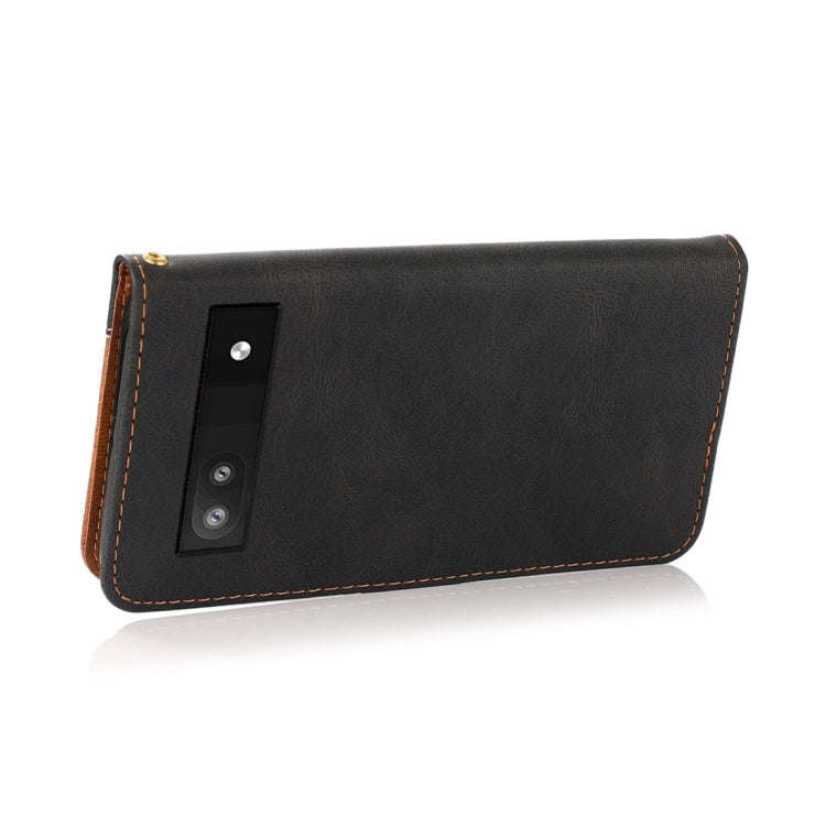 For Google Pixel 6a Dual-color Stitching Leather Phone Case(Black Brown)