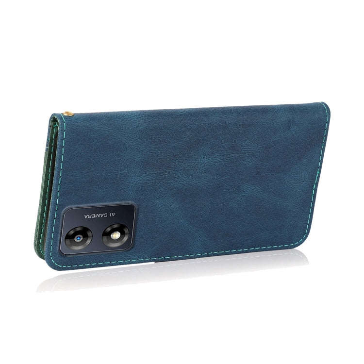 For Motorola Moto E13 Dual-color Stitching Leather Phone Case(Blue Green)