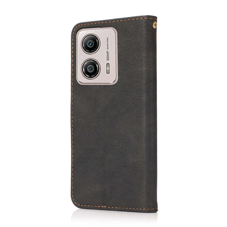 For Motorola Moto G13 Dual-color Stitching Leather Phone Case(Black Brown)