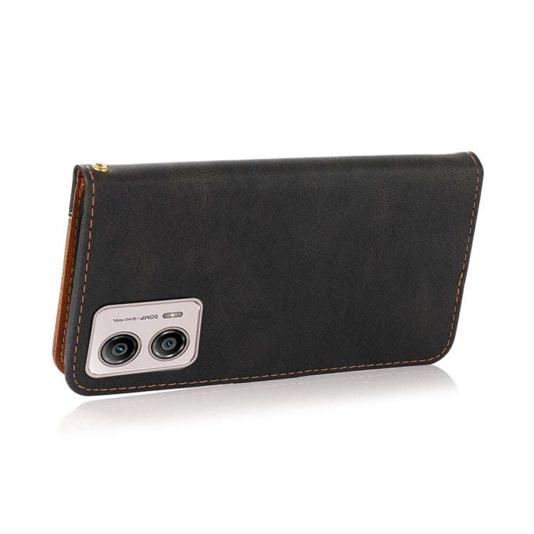 For Motorola Moto G13 Dual-color Stitching Leather Phone Case(Black Brown)