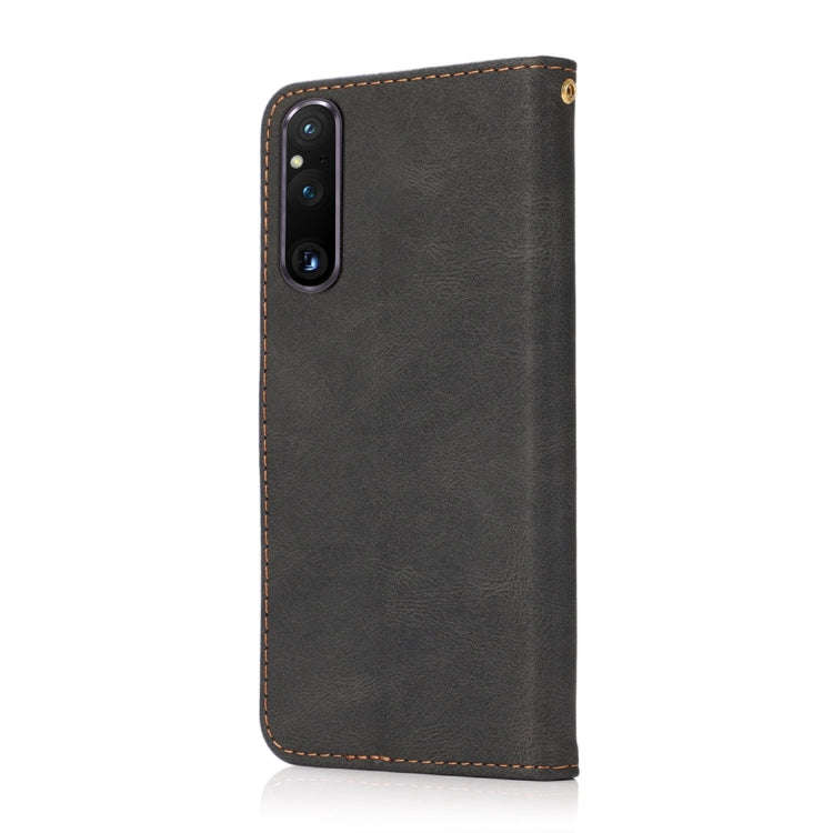 For Sony Xperia 1 V Dual-color Stitching Leather Phone Case(Black Brown)