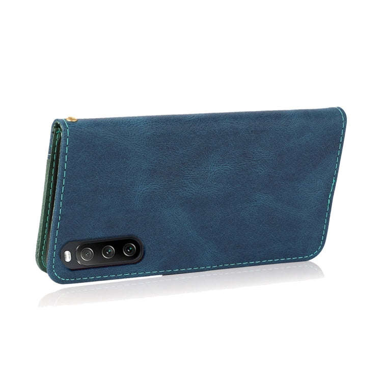 For Sony Xperia 10 V 2023 Dual-color Stitching Leather Phone Case(Blue Green)