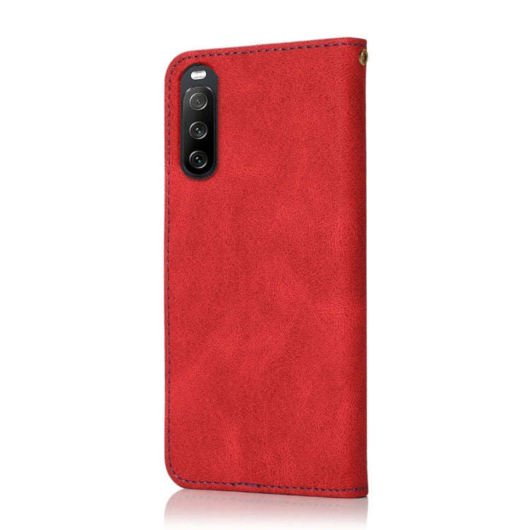 For Sony Xperia 10 V 2023 Dual-color Stitching Leather Phone Case(Red Blue)