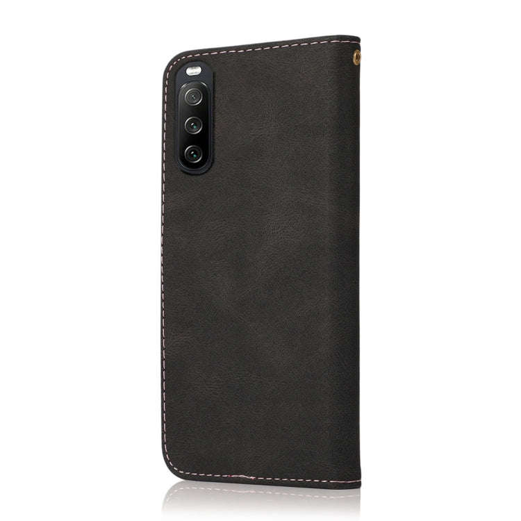 For Sony Xperia 10 V 2023 Dual-color Stitching Leather Phone Case(Black Rose Gold)