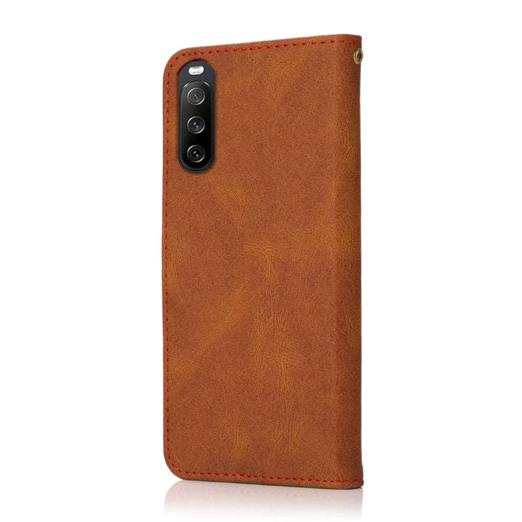 For Sony Xperia 10 V 2023 Dual-color Stitching Leather Phone Case(Brown Red)