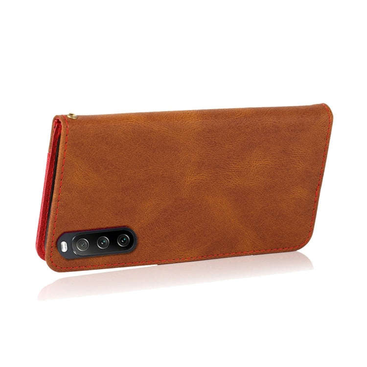 For Sony Xperia 10 V 2023 Dual-color Stitching Leather Phone Case(Brown Red)