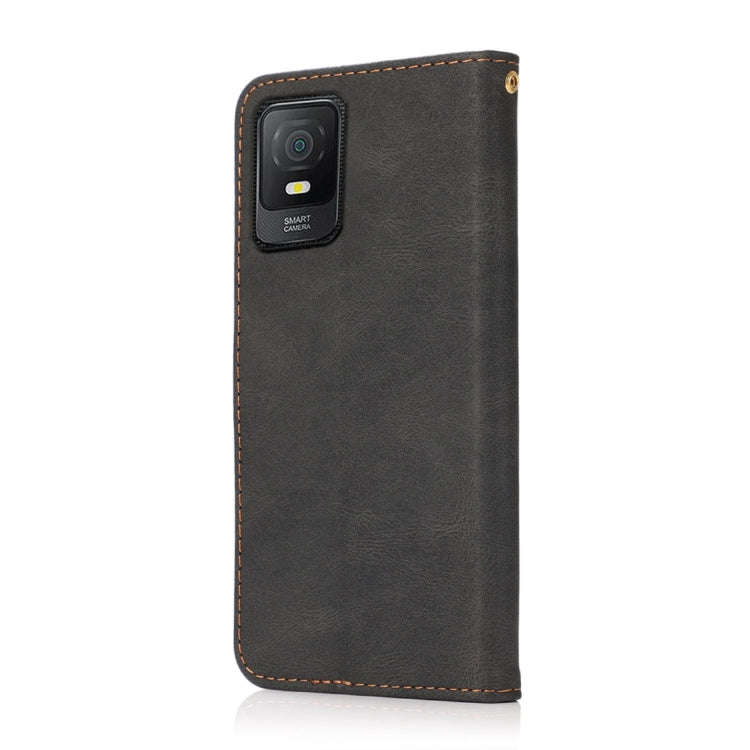 For TCL 403 Dual-color Stitching Leather Phone Case(Black Brown)