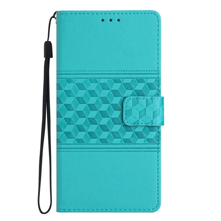 For Google Pixel 7 5G Diamond Embossed Skin Feel Leather Phone Case with Lanyard(Blue)
