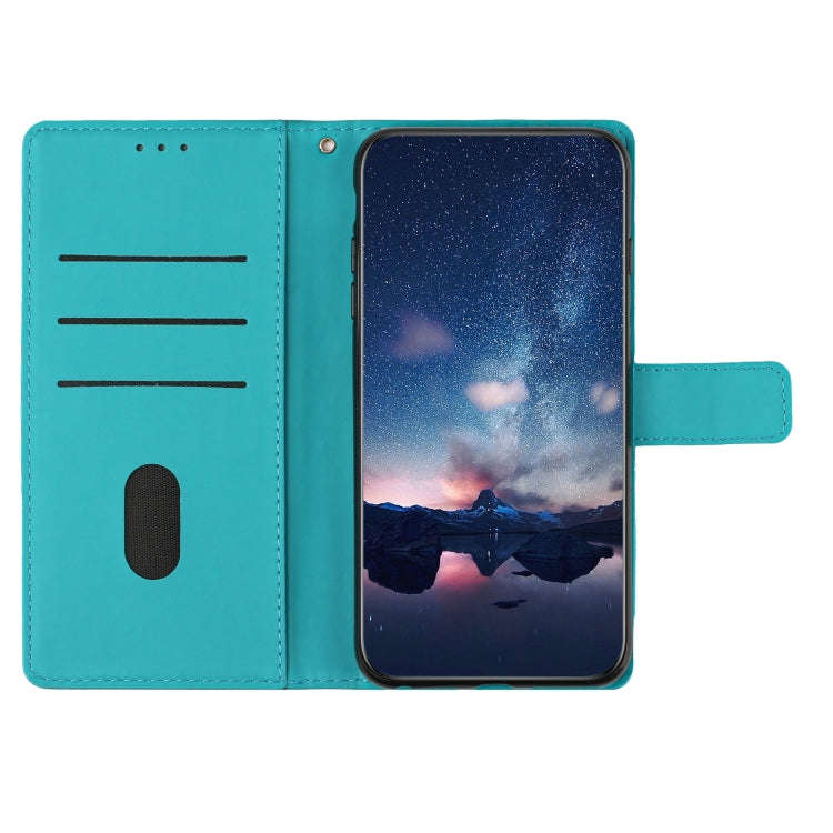 For Google Pixel 7 5G Diamond Embossed Skin Feel Leather Phone Case with Lanyard(Blue)