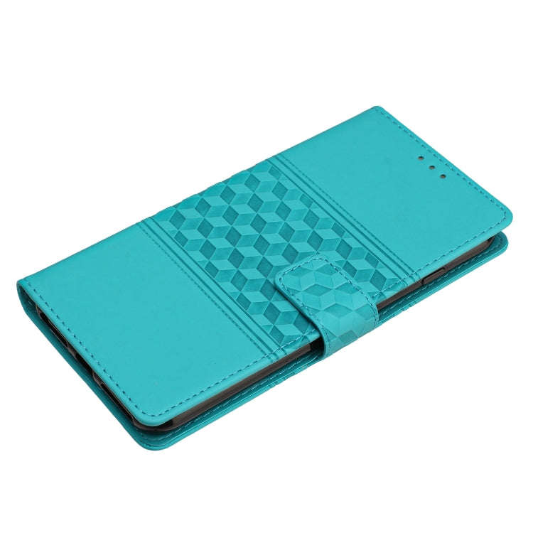 For Google Pixel 7 5G Diamond Embossed Skin Feel Leather Phone Case with Lanyard(Blue)