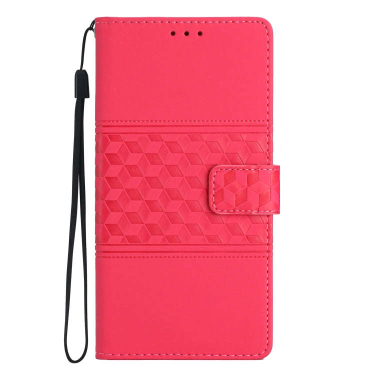 For Google Pixel 7 Pro 5G Diamond Embossed Skin Feel Leather Phone Case with Lanyard(Red)