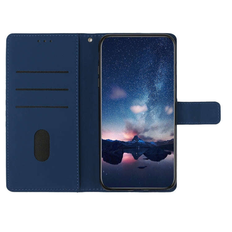 For Google Pixel 6 Diamond Embossed Skin Feel Leather Phone Case with Lanyard(Dark Blue)