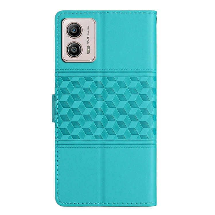 For Motorola Moto G73 Diamond Embossed Skin Feel Leather Phone Case with Lanyard(Blue)