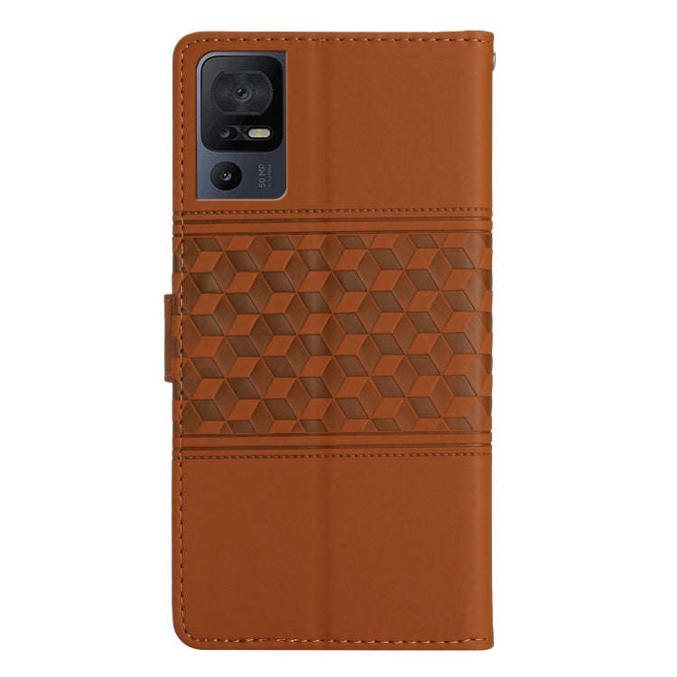 For TCL 40 SE Diamond Embossed Skin Feel Leather Phone Case with Lanyard(Brown)