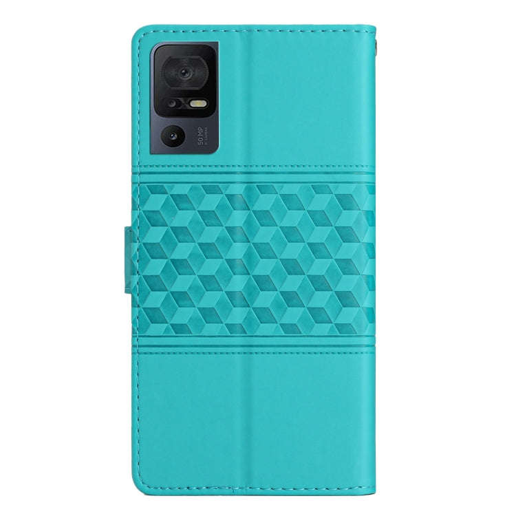 For TCL 40 SE Diamond Embossed Skin Feel Leather Phone Case with Lanyard(Blue)