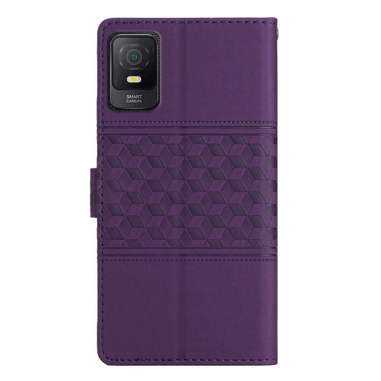 For TCL 403 Diamond Embossed Skin Feel Leather Phone Case with Lanyard(Purple)