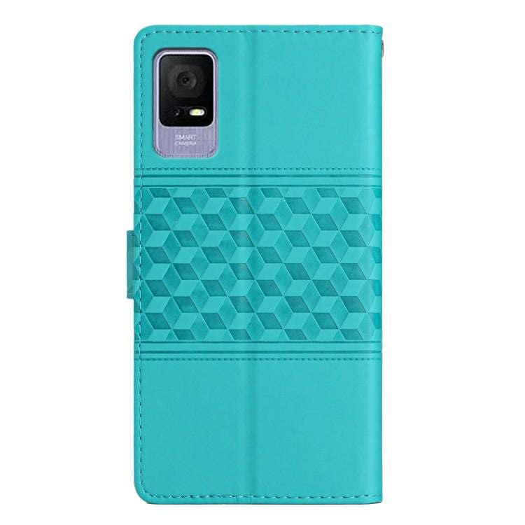 For TCL 405 / 406 / 408 Diamond Embossed Skin Feel Leather Phone Case with Lanyard(Blue)