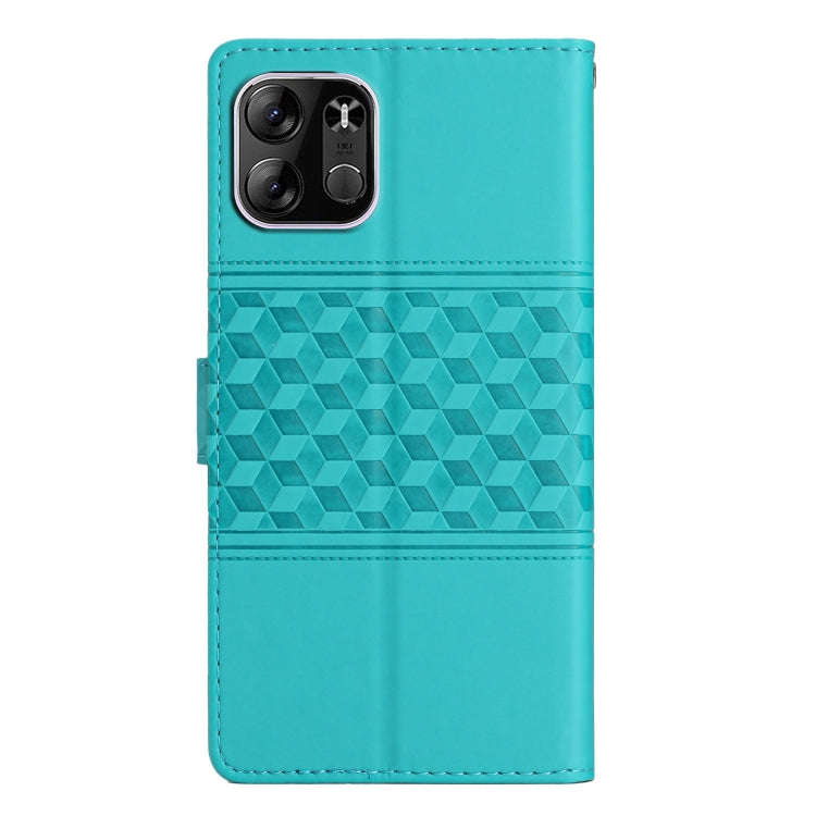 For Tecno Spark Go 2023 Diamond Embossed Skin Feel Leather Phone Case with Lanyard(Blue)