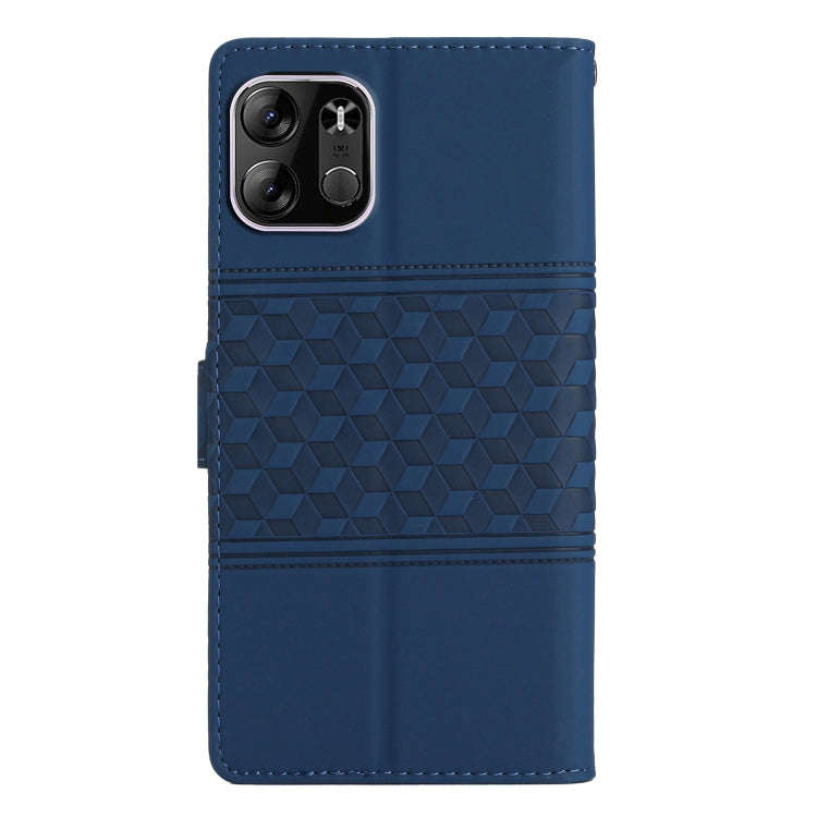 For Tecno Spark Go 2023 Diamond Embossed Skin Feel Leather Phone Case with Lanyard(Dark Blue)