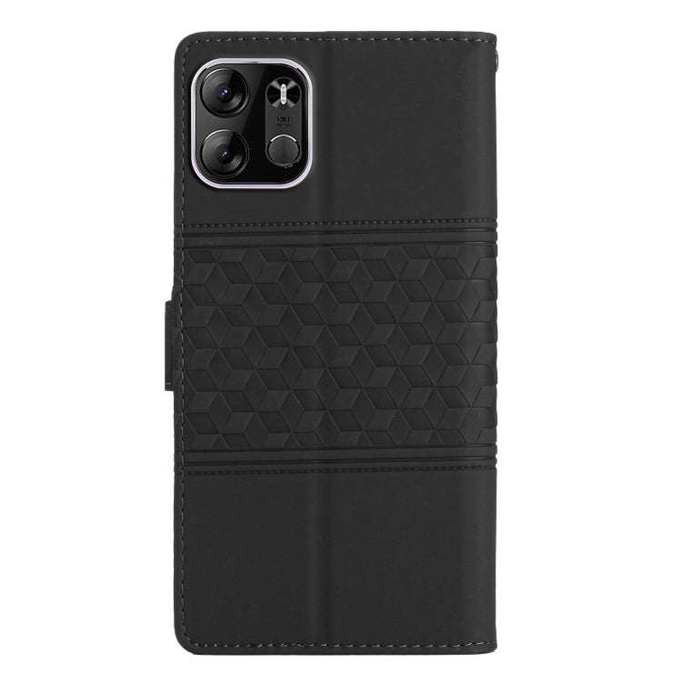 For Tecno Spark Go 2023 Diamond Embossed Skin Feel Leather Phone Case with Lanyard(Black)