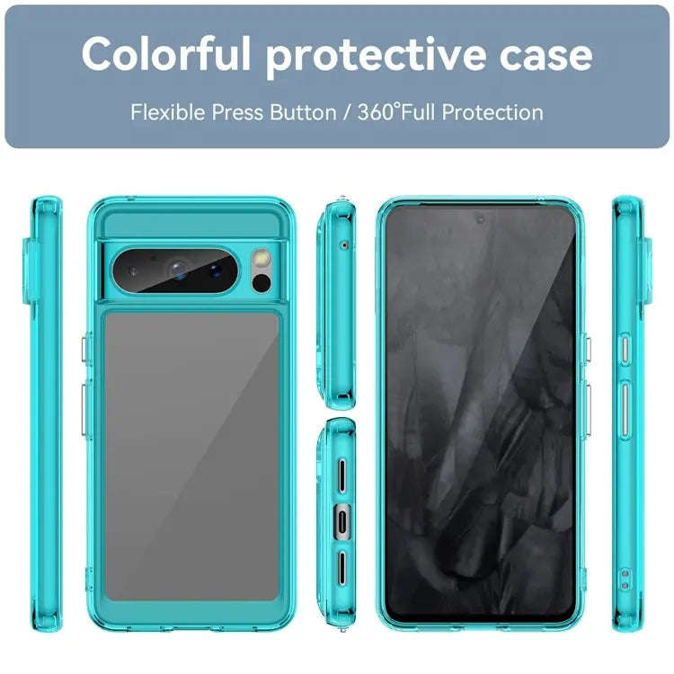 For Google Pixel 8 Pro Colorful Series Acrylic + TPU Phone Case(Transparent Blue)
