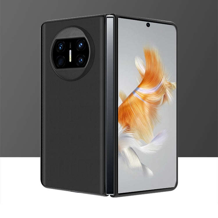 For Huawei Mate X3 Ultra Thin Plain Leather Folding Phone Case(Black)