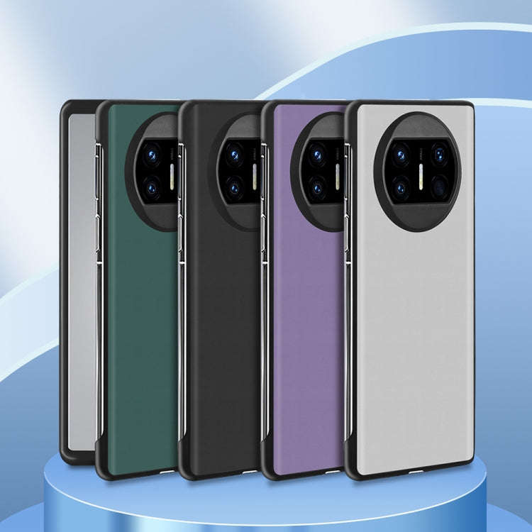 For Huawei Mate X3 Ultra Thin Plain Leather Folding Phone Case(Black)