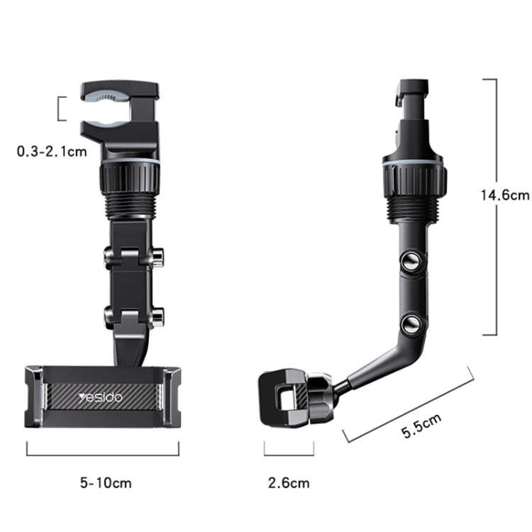 Yesido C192 Car Rearview Mirror Using Phone Holder(Black)