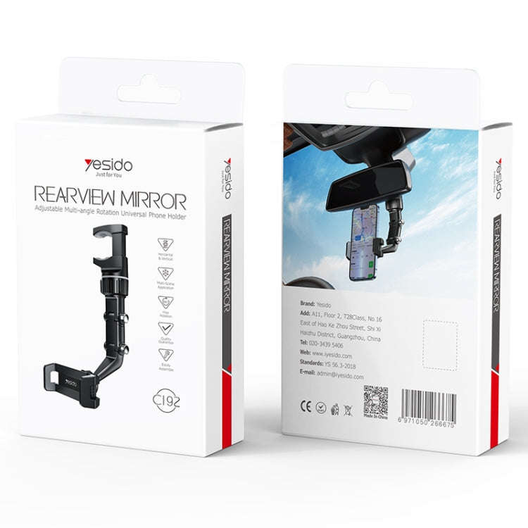 Yesido C192 Car Rearview Mirror Using Phone Holder(Black)