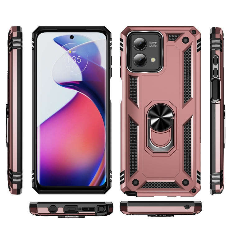 For Motorola Moto G Stylus 5G 2023 Shockproof TPU + PC Phone Case with Holder(Rose Gold)
