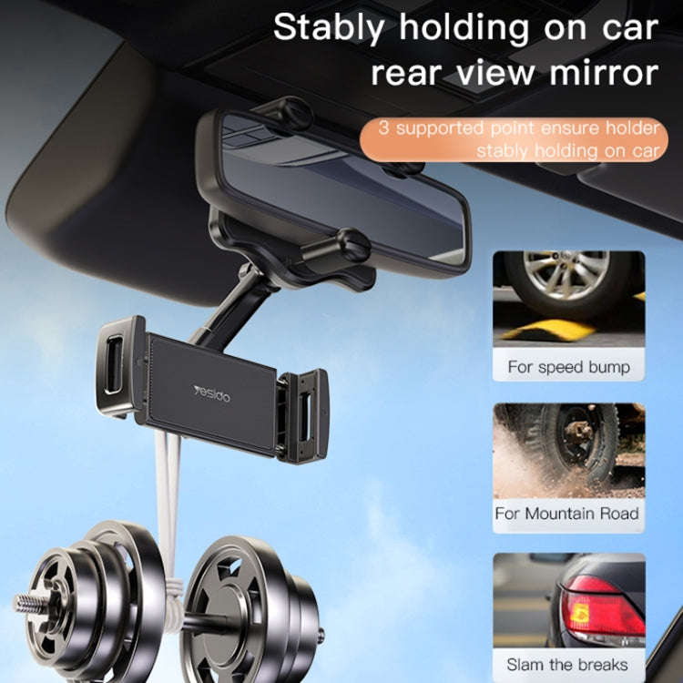 Yesido C196 Car Rearview Mirror Using Phone Holder(Black)